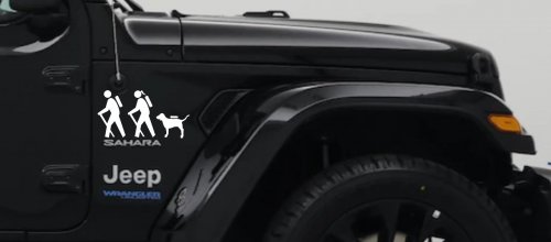 Hiker Couple Man Woman with Dog Hiking Camper Camping Nature Car or Truck Window Decal Sticker (White)