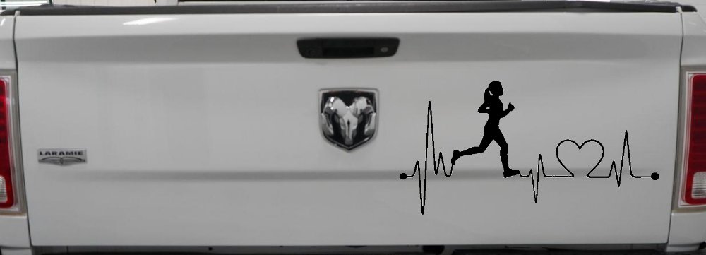 Run Girl Heartbeat Marathon 13.1 26.2 Love Running Car or Truck Window Vinyl Decal Sticker (Black)