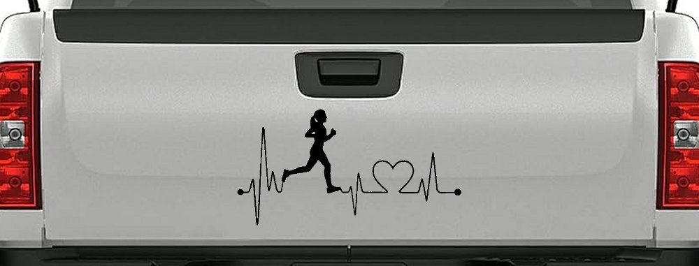 Run Girl Heartbeat Marathon 13.1 26.2 Love Running Car or Truck Window Decal Sticker