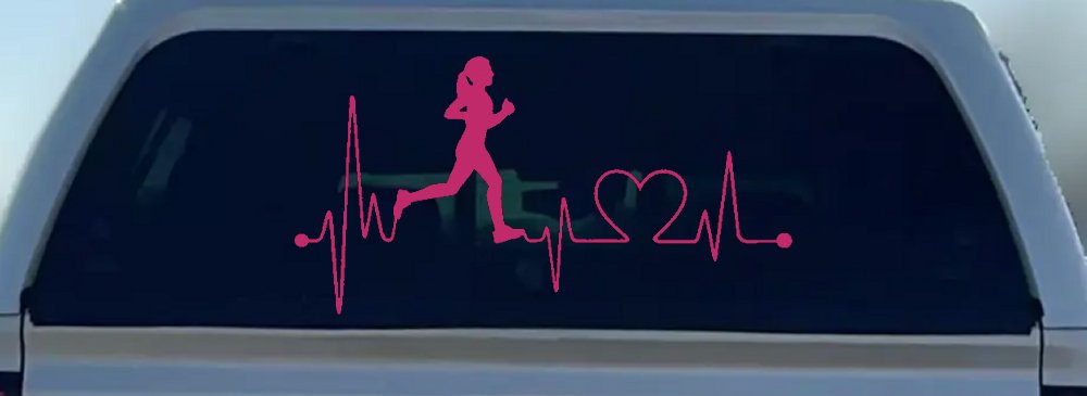 Run Girl Heartbeat Marathon 13.1 26.2 Love Running Car or Truck Window Decal Sticker