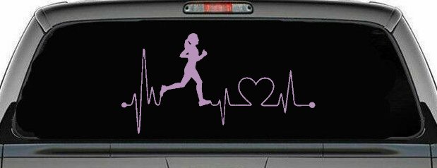 Run Girl Heartbeat Marathon 13.1 26.2 Love Running Car or Truck Window Decal Sticker (Lilac)