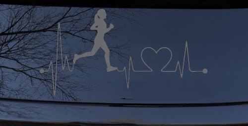Run Girl Heartbeat Marathon 13.1 26.2 Love Running Car or Truck Window Vinyl Decal Sticker (Silver)