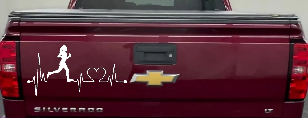 Run Girl Heartbeat Marathon 13.1 26.2 Love Running Car or Truck Window Decal Sticker