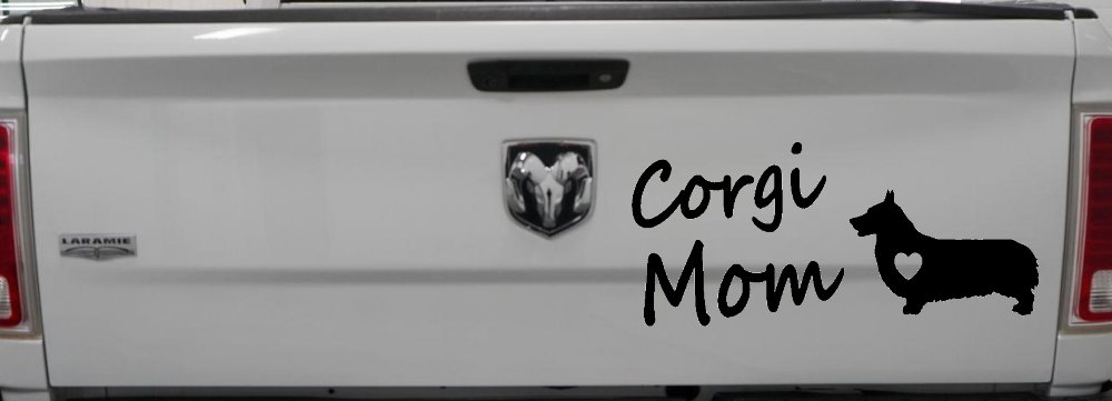 Corgi Mom Dog Love Heart Car or Truck Window Decal Sticker (Black)