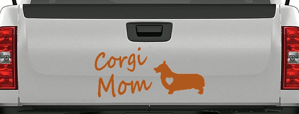 Corgi Mom Dog Love Heart Car or Truck Window Decal Sticker (Nut Brown)