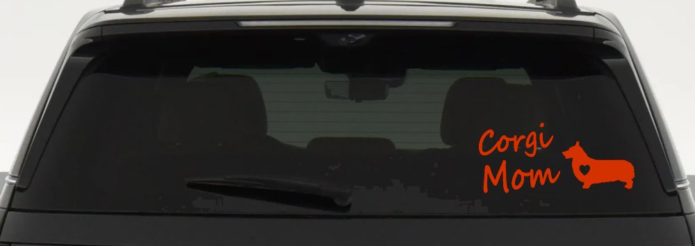 Corgi Mom Dog Love Heart Car or Truck Window Vinyl Decal Sticker (Orange Red)
