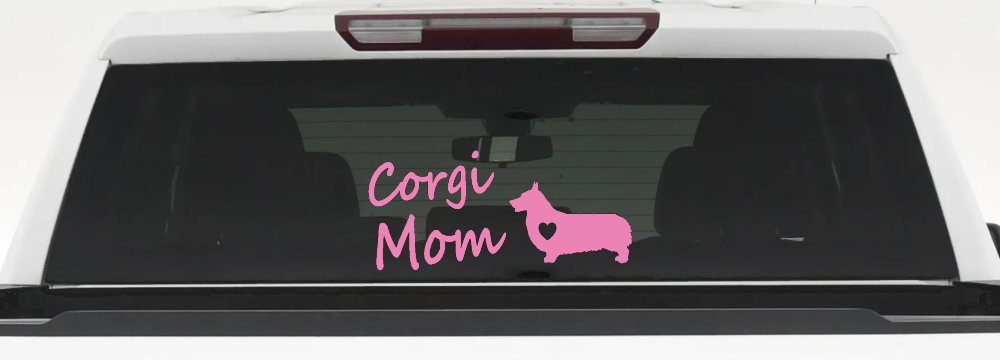 Corgi Mom Dog Love Heart Car or Truck Window Decal Sticker (Pink)