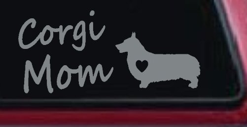 Corgi Mom Dog Love Heart Car or Truck Window Vinyl Decal Sticker (Telegrey)