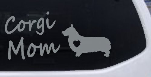 Corgi Mom Dog Love Heart Car or Truck Window Vinyl Decal Sticker (Telegrey)
