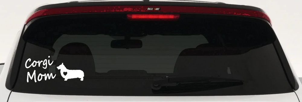 Corgi Mom Dog Love Heart Car or Truck Window Vinyl Decal Sticker (White)