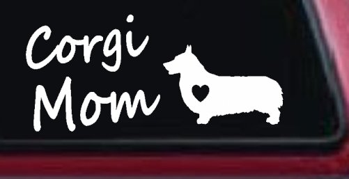 Corgi Mom Dog Love Heart Car or Truck Window Vinyl Decal Sticker (White)