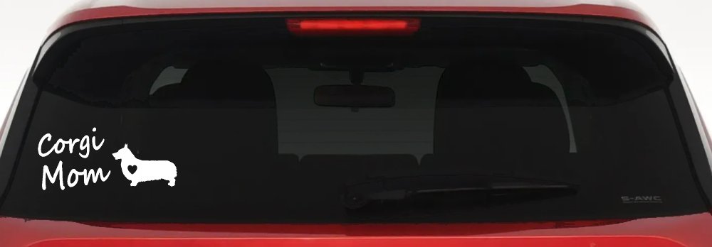 Corgi Mom Dog Love Heart Car or Truck Window Decal Sticker (White)