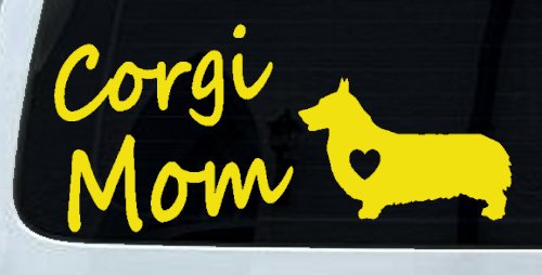 Corgi Mom Dog Love Heart Car or Truck Window Decal Sticker (Yellow)