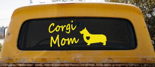 Corgi Mom Dog Love Heart Car or Truck Window Vinyl Decal Sticker (Yellow)