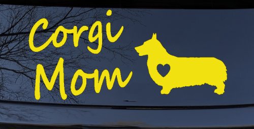 Corgi Mom Dog Love Heart Car or Truck Window Decal Sticker (Yellow)