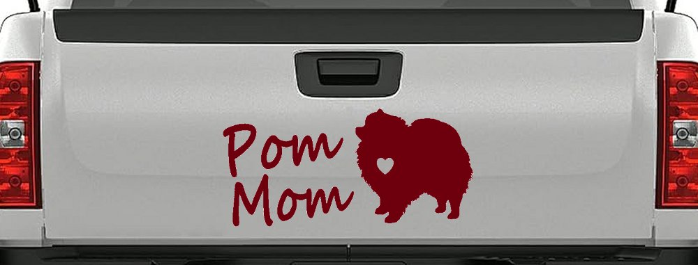 Pomeranian Pom Mom Dog  love heart Car or Truck Window Decal Sticker (Burgundy)