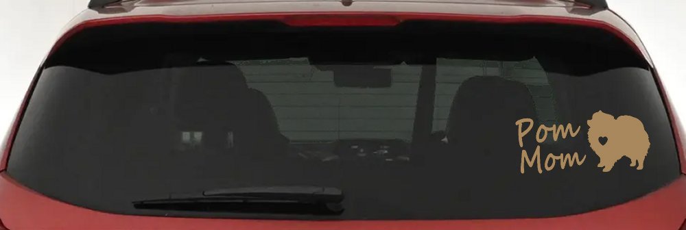 Pomeranian Pom Mom Dog  love heart Car or Truck Window Decal Sticker (Light Brown)