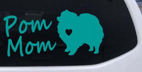 Pomeranian Pom Mom Dog  love heart Car or Truck Window Decal Sticker (Turquoise)