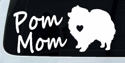 Pomeranian Pom Mom Dog  love heart Car or Truck Window Decal Sticker (White)
