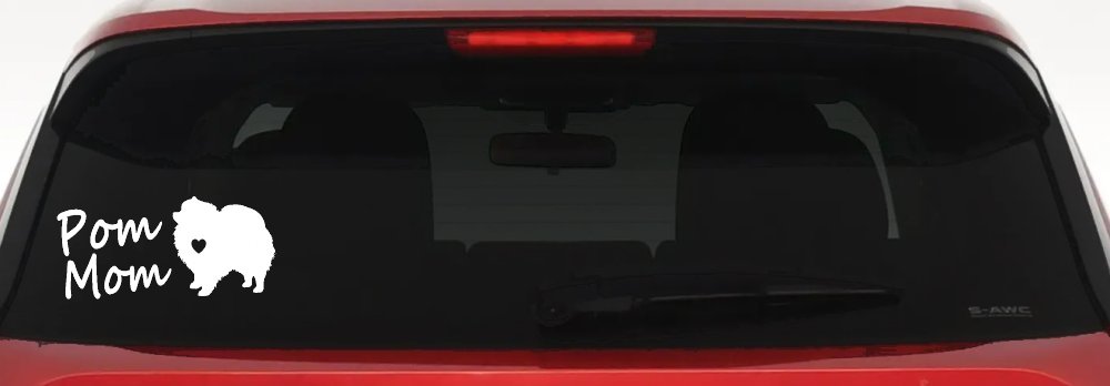 Pomeranian Pom Mom Dog  love heart Car or Truck Window Decal Sticker (White)