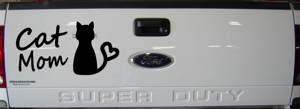 Cat Mom Love Heart Car or Truck Window Vinyl Decal Sticker (Black)