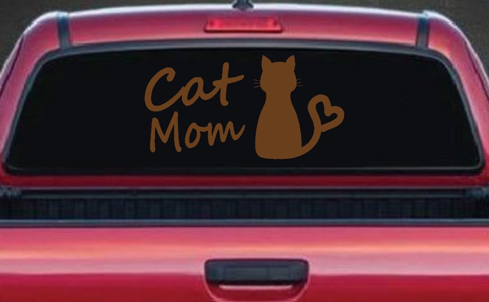 Cat Mom Love Heart Car or Truck Window Decal Sticker (Copper)