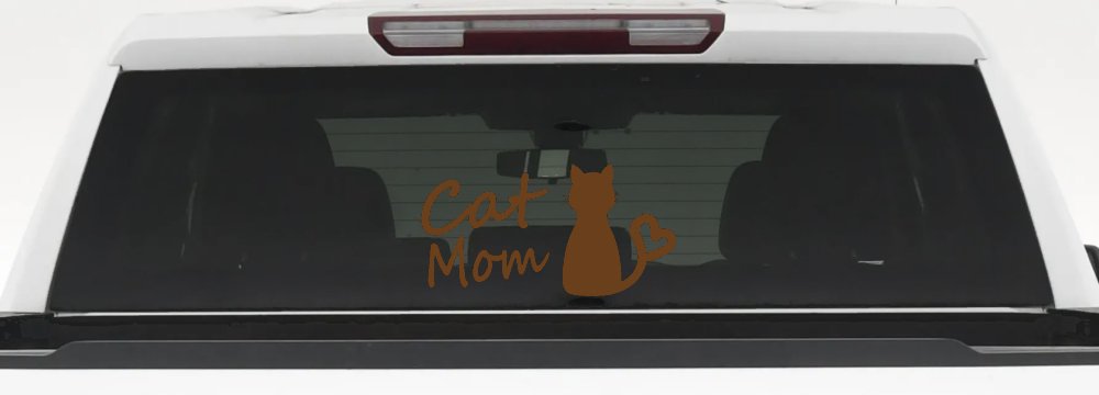 Cat Mom Love Heart Car or Truck Window Vinyl Decal Sticker (Copper)