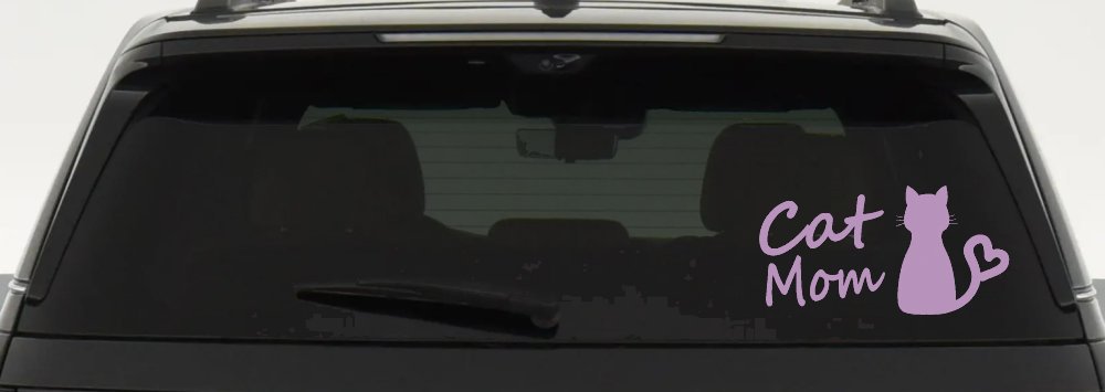 Cat Mom Love Heart Car or Truck Window Decal Sticker (Lilac)