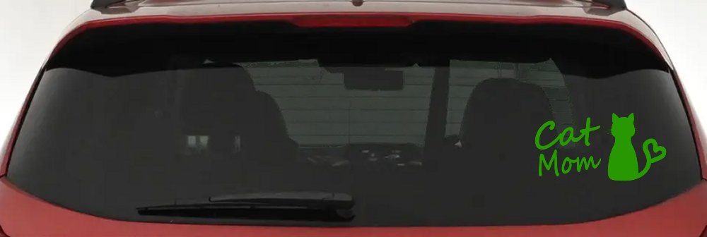 Cat Mom Love Heart Car or Truck Window Vinyl Decal Sticker (Lime)