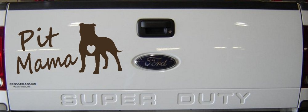 Pit Bull Mama Dog Love Heart Car or Truck Window Decal Sticker (Brown)