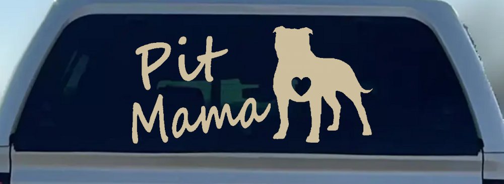 Pit Bull Mama Dog Love Heart Car or Truck Window Decal Sticker (Desert Sand)