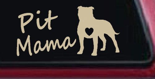 Pit Bull Mama Dog Love Heart Car or Truck Window Decal Sticker (Desert Sand)