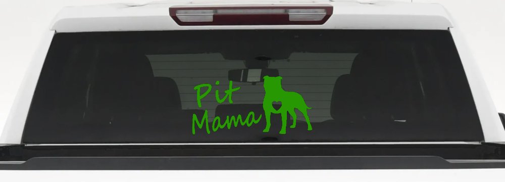 Pit Bull Mama Dog Love Heart Car or Truck Window Decal Sticker (Lime)