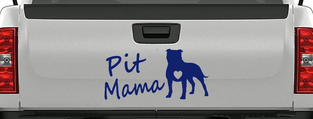 Pit Bull Mama Dog Love Heart Car or Truck Window Decal Sticker (Navy)