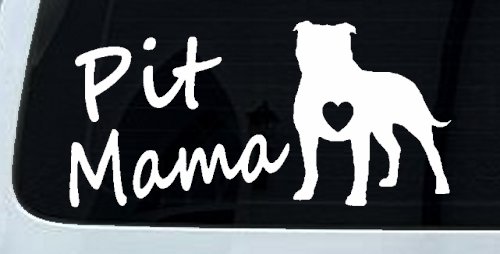 Pit Bull Mama Dog Love Heart Car or Truck Window Decal Sticker (White)