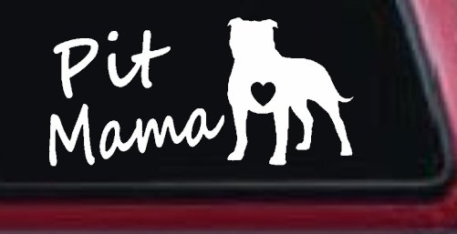 Pit Bull Mama Dog Love Heart Car or Truck Window Vinyl Decal Sticker (White)