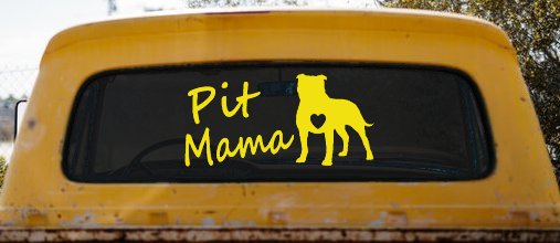 Pit Bull Mama Dog Love Heart Car or Truck Window Decal Sticker (Yellow)
