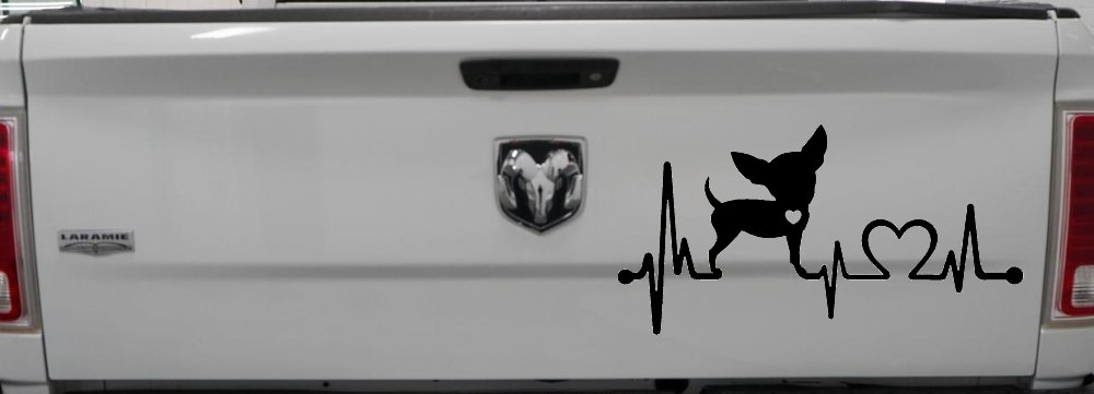 Chihuahua Love Heartbeat Monitor Car or Truck Window Vinyl Decal Sticker (Black)