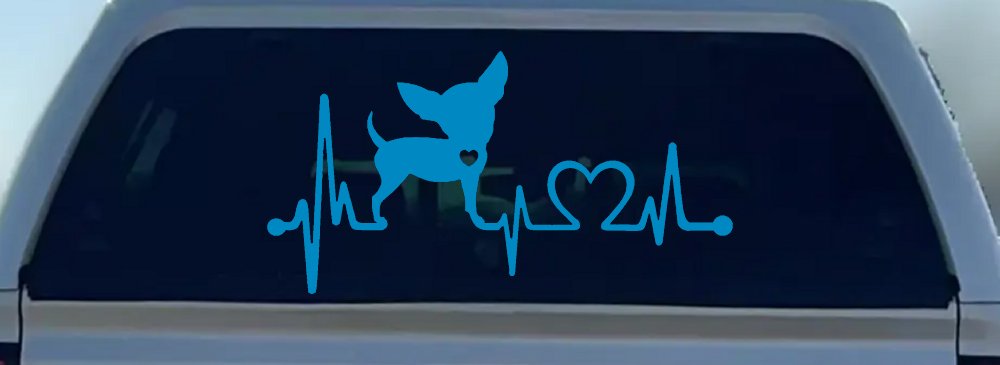 Chihuahua Love Heartbeat Monitor Car or Truck Window Decal Sticker