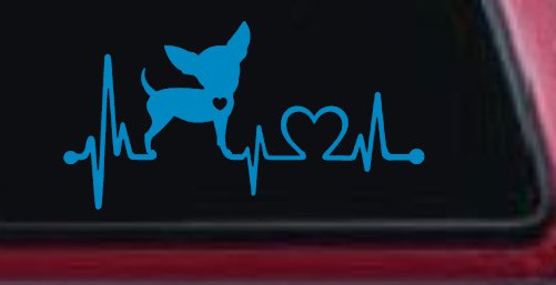 Chihuahua Love Heartbeat Monitor Car or Truck Window Decal Sticker (Blue)
