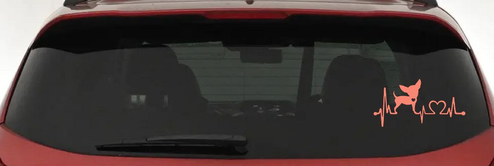 Chihuahua Love Heartbeat Monitor Car or Truck Window Decal Sticker (Coral)
