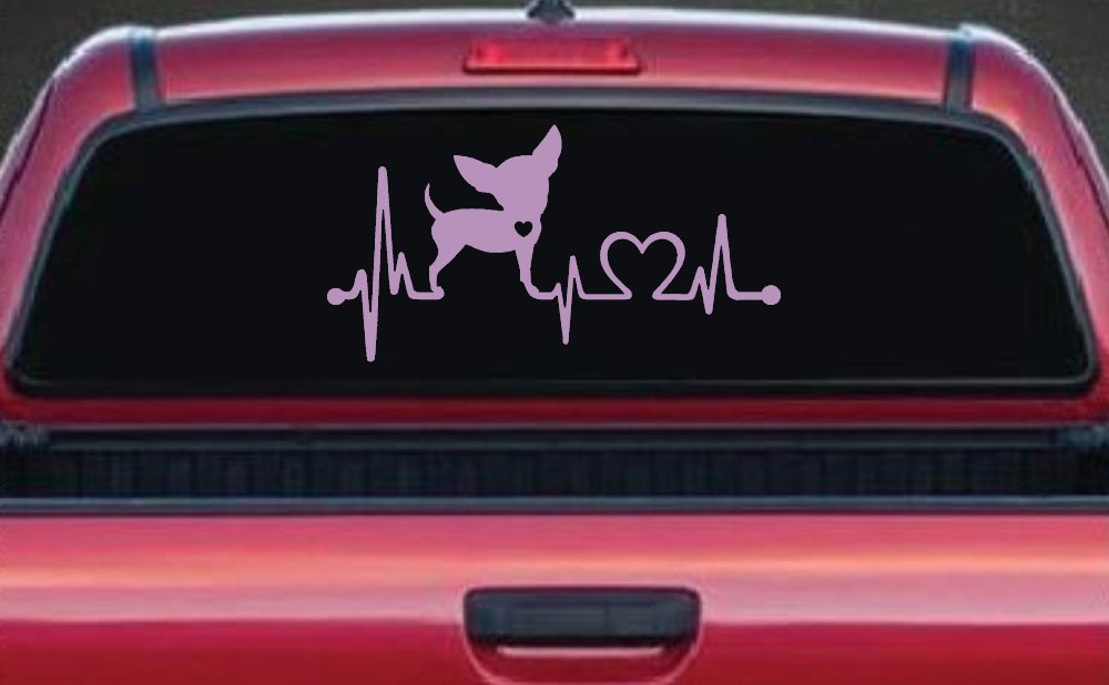 Chihuahua Love Heartbeat Monitor Car or Truck Window Decal Sticker (Lilac)