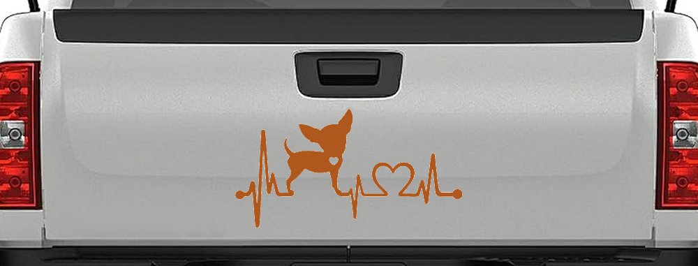 Chihuahua Love Heartbeat Monitor Car or Truck Window Decal Sticker (Nut Brown)