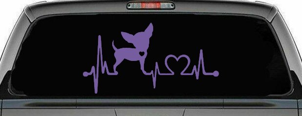 Chihuahua Love Heartbeat Monitor Car or Truck Window Decal Sticker