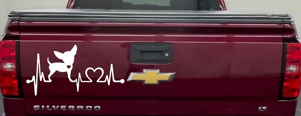 Chihuahua Love Heartbeat Monitor Car or Truck Window Decal Sticker (White)