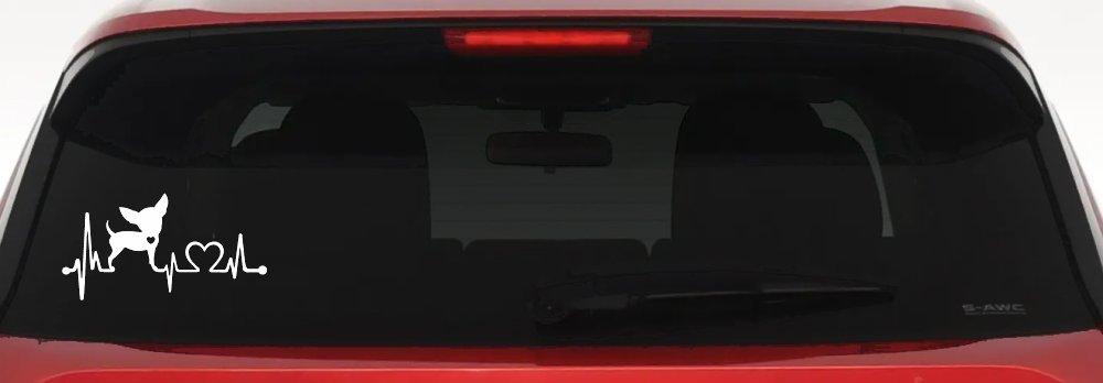 Chihuahua Love Heartbeat Monitor Car or Truck Window Vinyl Decal Sticker (White)