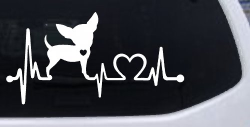 Chihuahua Love Heartbeat Monitor Car or Truck Window Decal Sticker