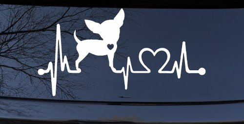 Chihuahua Love Heartbeat Monitor Car or Truck Window Decal Sticker