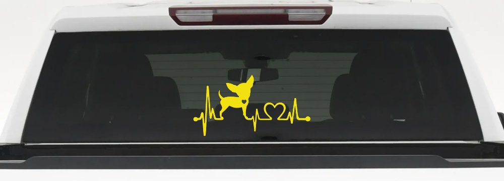Chihuahua Love Heartbeat Monitor Car or Truck Window Decal Sticker (Yellow)