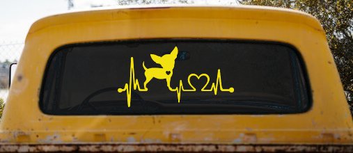 Chihuahua Love Heartbeat Monitor Car or Truck Window Decal Sticker
